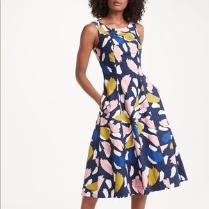 Boden Elena Dress Navy Brush Stroke Spray